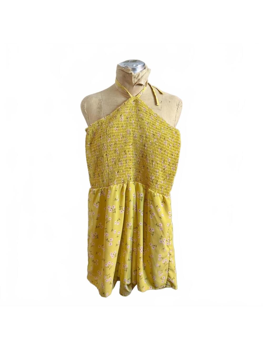 Lily Rose Yellow Floral Halter Romper